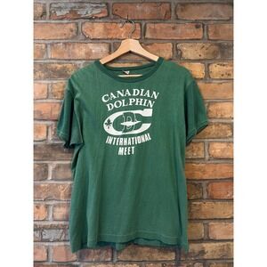 Vintage 1960s Canadian Dolphin International Meet T-Shirt Green Tiger Brand L